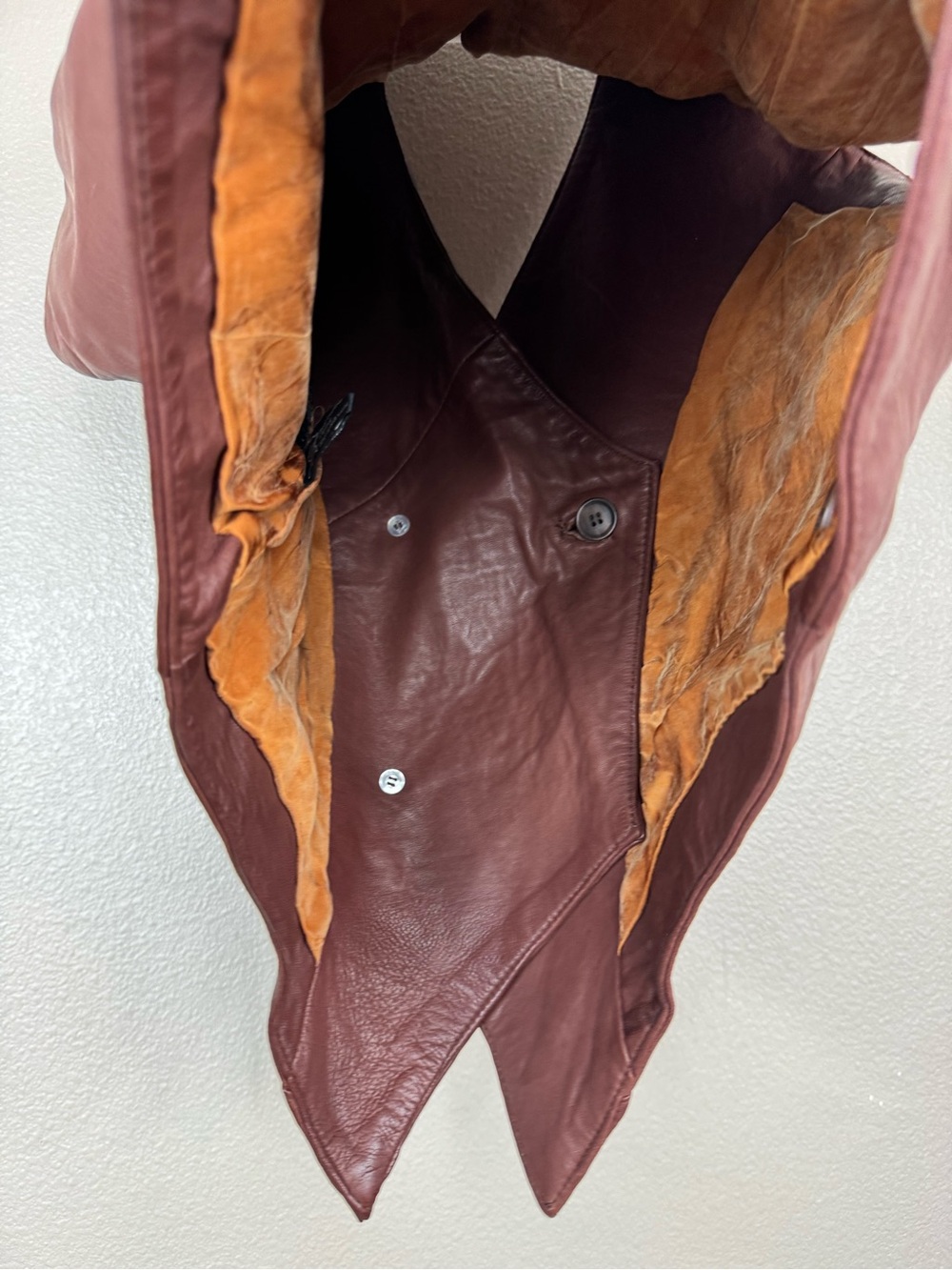 VTG Habitat Western Button Front Buttery Leather Vest Brown G - Picture 12 of 15